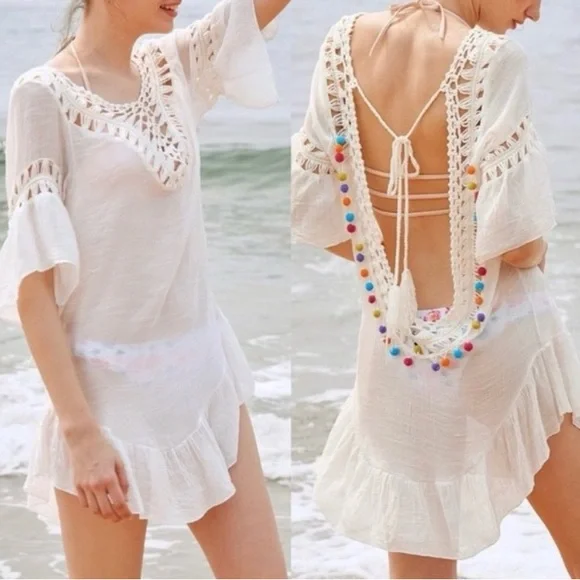 Women’s Boho Swim Beach Tassel Cover Up - Picture 4 of 5
